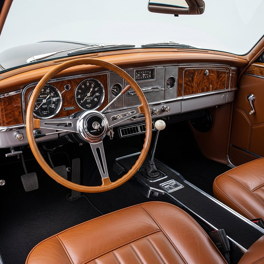 A clean car interior with restored dashboard